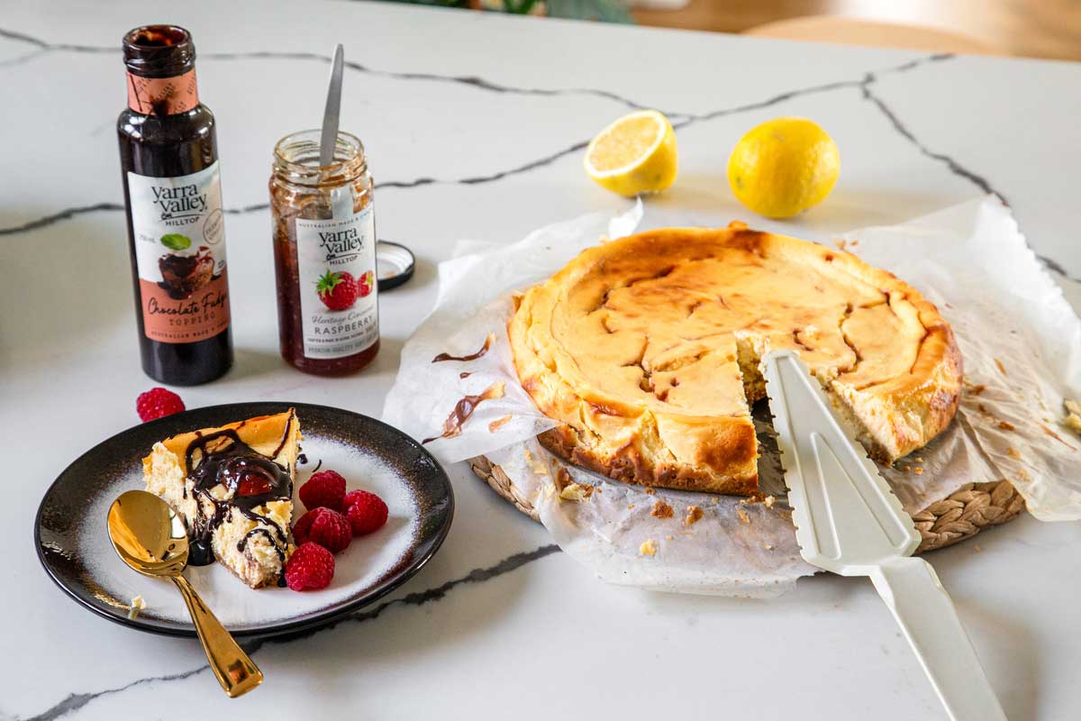 Raspberry Swirl Baked Cheesecake - Yarra Valley Hilltop